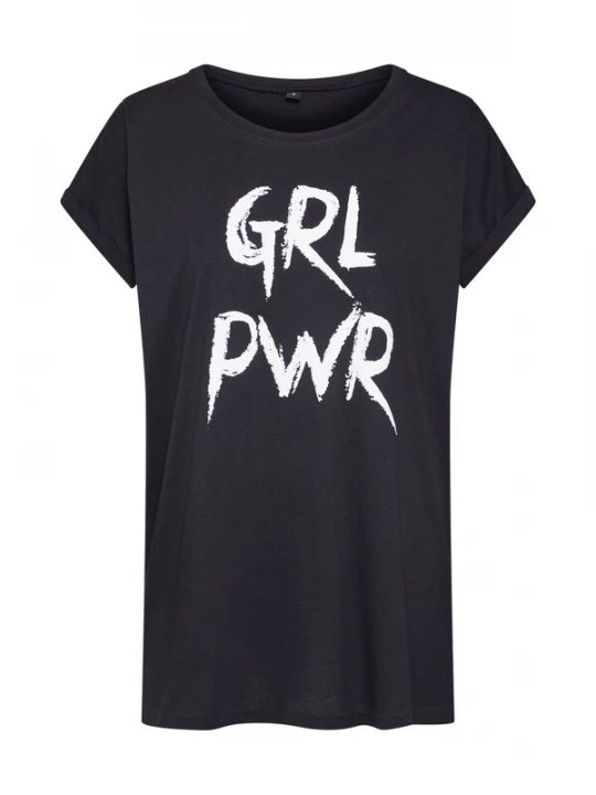 Foto van product Merchcode Shirt 'Grl Pwr' zwart / wit