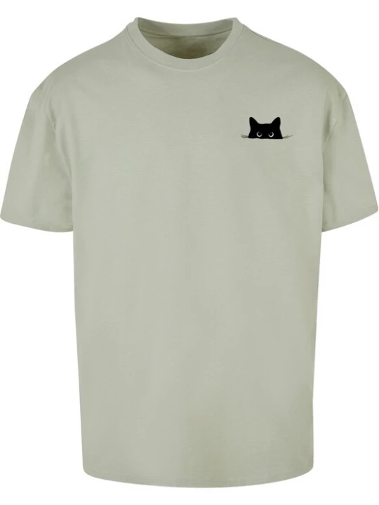 Foto van product Merchcode Shirt 'Halloween - Cat Tee' olijfgroen / zwart