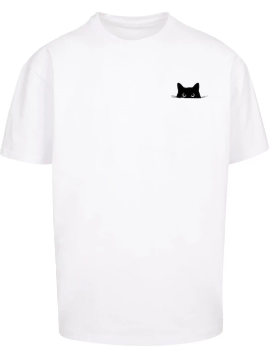 Foto van product Merchcode Shirt 'Halloween - Cat' zwart / wit