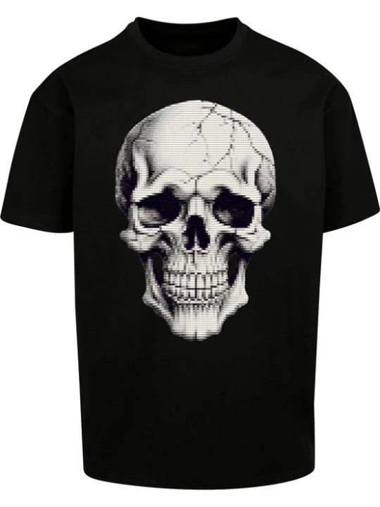 Foto van product Merchcode Shirt 'Halloween - Skull' grijs / aardetinten / zwart / wit