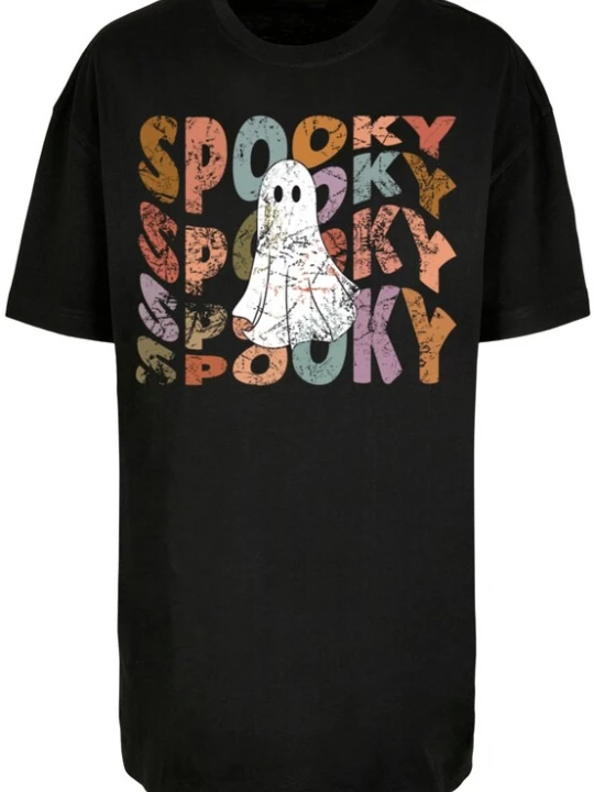 Foto van product Merchcode Shirt 'Halloween - Spooky Ghost' lichtblauw / pastellila / zwart / wit