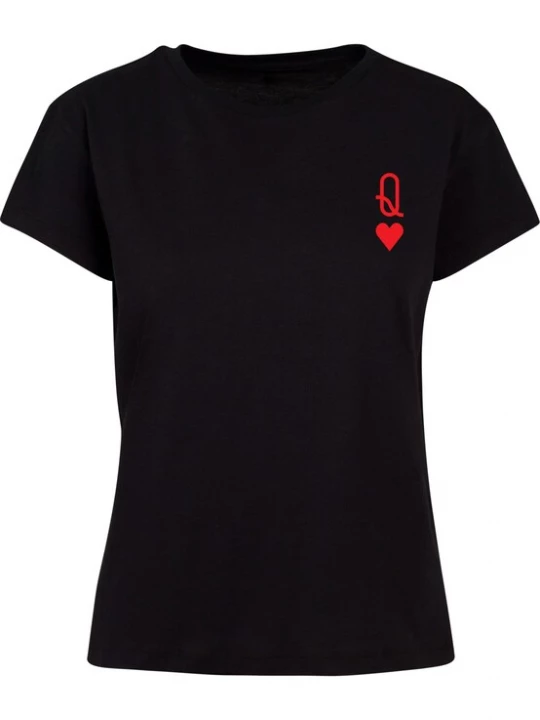 Foto van product Merchcode Shirt 'Hugs & Love - Queen of Hearts' rood / zwart