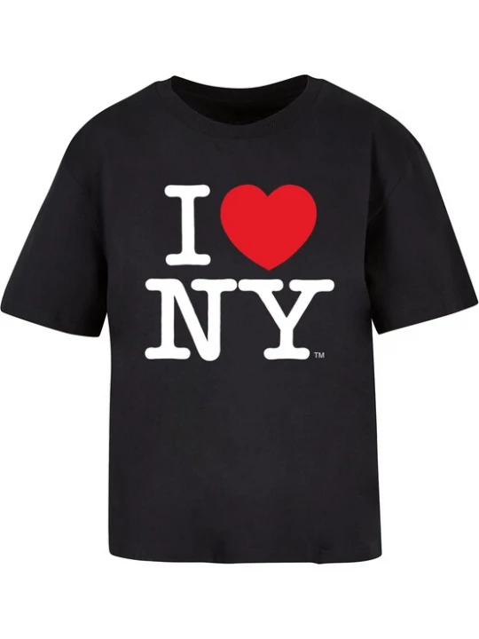 Foto van product Merchcode Shirt 'I Love NY' bloedrood / zwart / wit