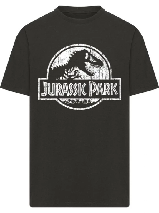 Foto van product Merchcode Shirt 'Jurassic Park Distressed' zwart / wit