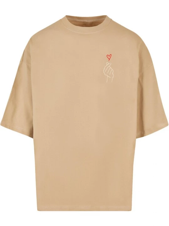 Foto van product Merchcode Shirt 'K Heart' donkerbeige / rood / wit