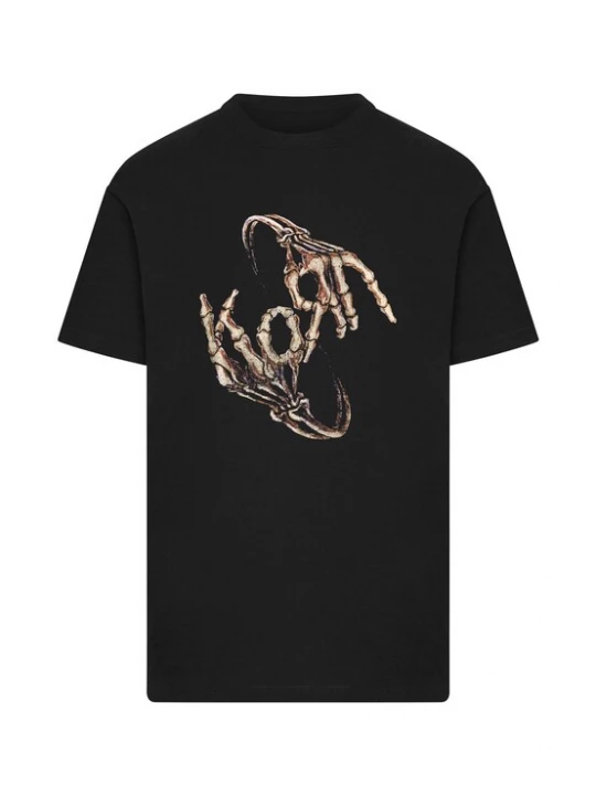 Foto van product Merchcode Shirt 'Korn Skull Hands' ecru / bruin / zwart