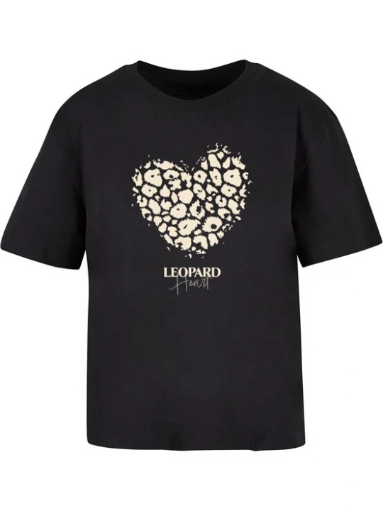 Foto van product Merchcode Shirt 'Leopard Heart' crème / zwart