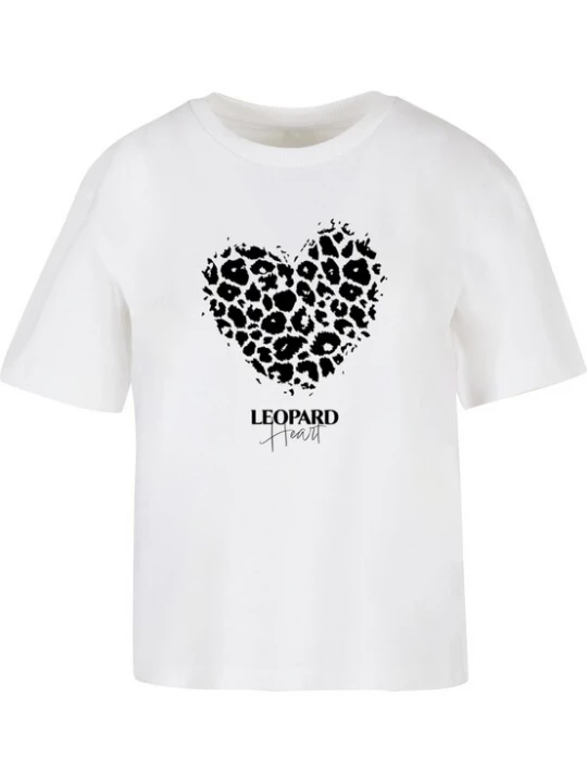 Foto van product Merchcode Shirt 'Leopard Heart' zwart / wit