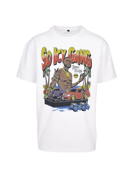 Foto van product Merchcode Shirt 'Mane So Icy' donkerbruin / knalrood / zwart / wit