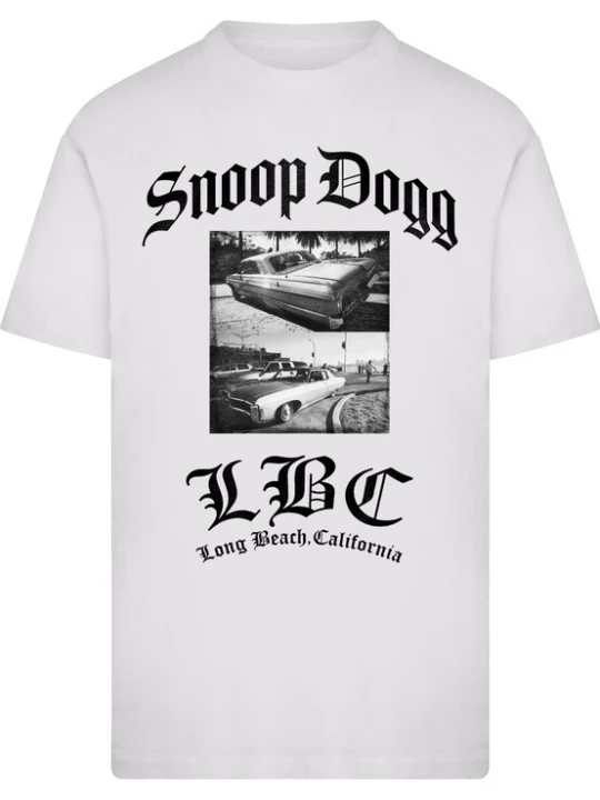 Foto van product Merchcode Shirt 'MC1491 Snoop Dogg Long Beach California' zwart / wit