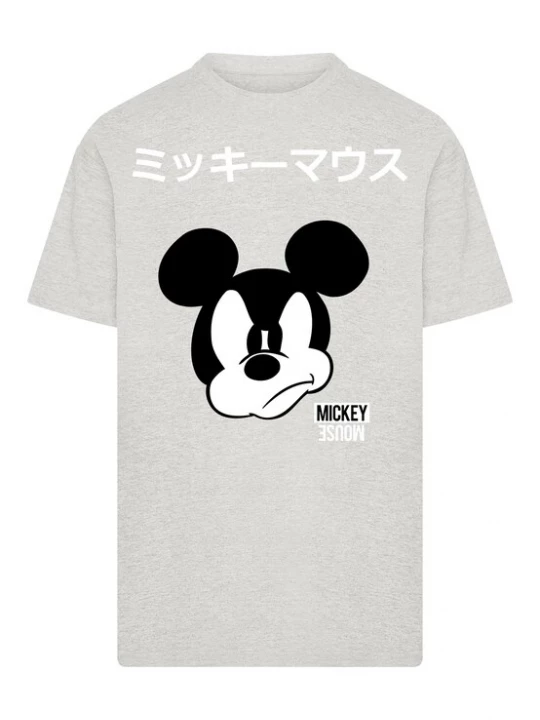 Foto van product Merchcode Shirt 'Mickey Mouse Japanese' lichtgrijs / zwart / wit