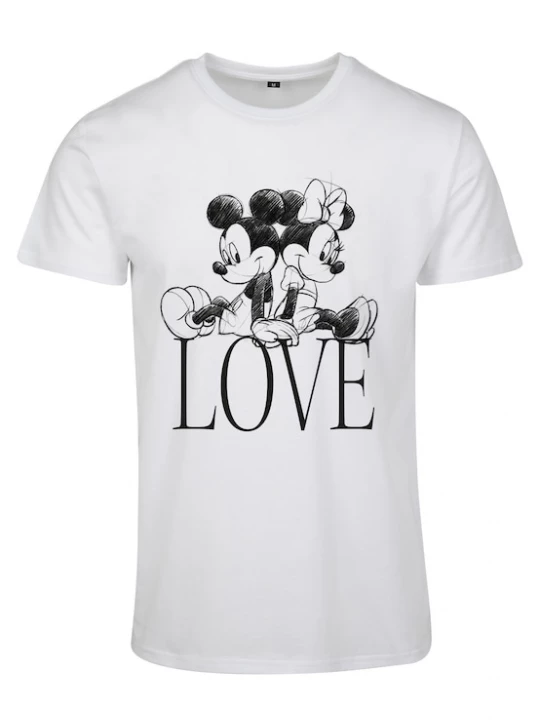 Foto van product Merchcode Shirt 'Minnie Loves Mickey' zwart / wit