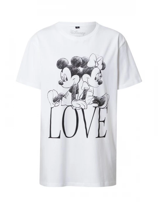 Foto van product Merchcode Shirt 'Minnie Loves Mickey' zwart / wit