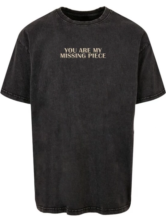 Foto van product Merchcode Shirt 'Missing Piece' lichtbeige / antraciet / zwart