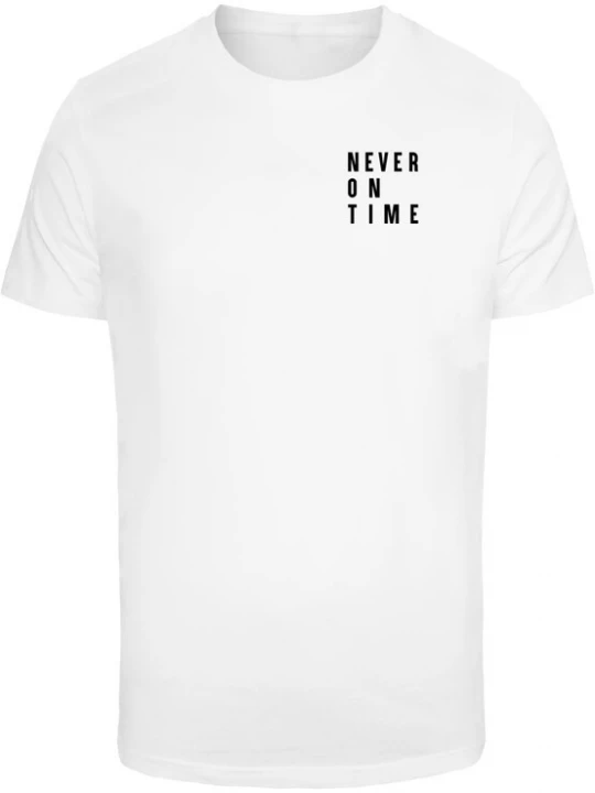 Foto van product Merchcode Shirt 'Never On Time' zwart / wit