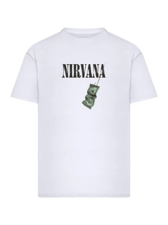 Foto van product Merchcode Shirt 'Nirvana Nevermind Dollar' donkergroen / zwart / wit