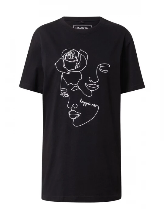 Foto van product Merchcode Shirt 'One Line Rose' zwart / wit