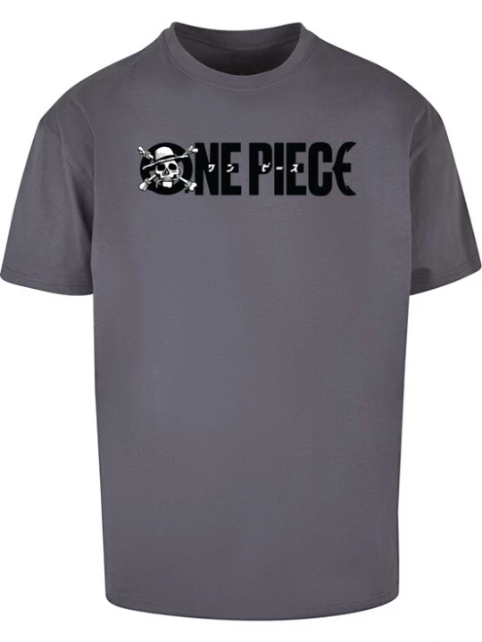 Foto van product Merchcode Shirt 'One Piece Jolly Roger' donkergrijs / zwart / wit