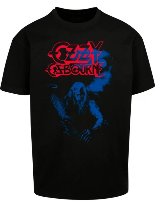 Foto van product Merchcode Shirt 'Ozzy Osbourne - Bark At The Moon' blauw / bloedrood / zwart