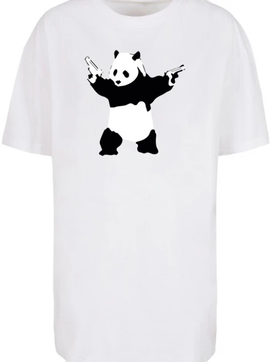 Foto van product Merchcode Shirt 'Panda Guns' zwart / wit