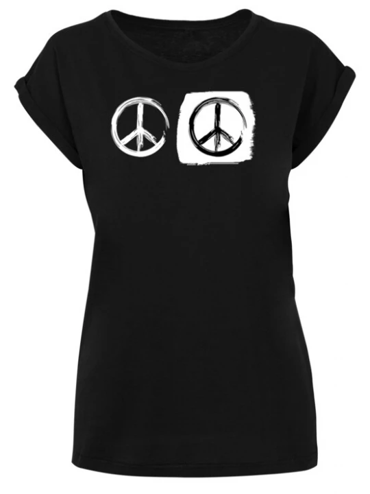 Foto van product Merchcode Shirt 'Peace - Double Peace Black Extended Shoulder' zwart / wit