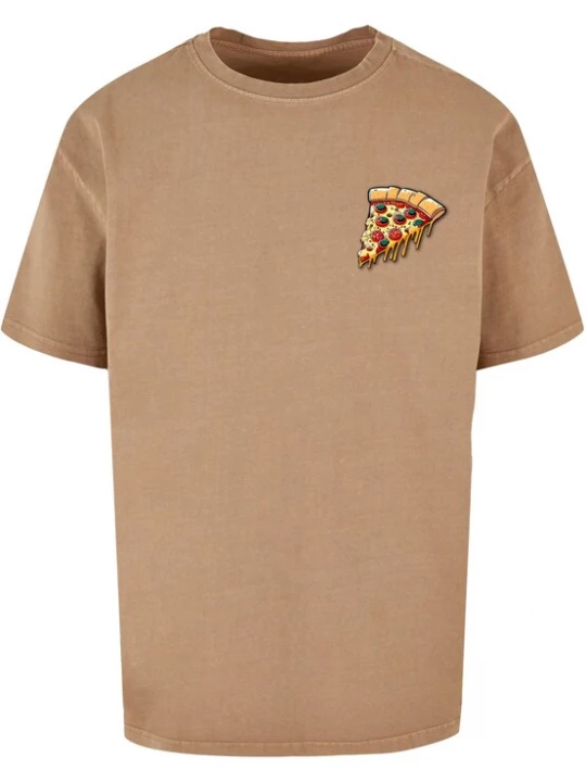 Foto van product Merchcode Shirt 'Pizza Comic' beige / goudgeel / donkergroen / donkerrood