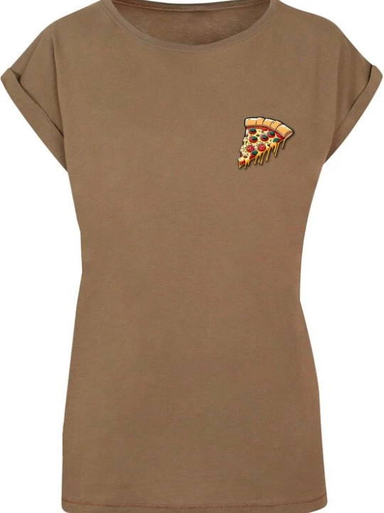 Foto van product Merchcode Shirt 'Pizza Comic' ombergrijs / goudgeel / rood