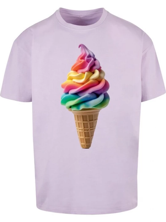 Foto van product Merchcode Shirt 'Pride Scoops' lichtbruin / lichtgroen / lavendel / lichtroze