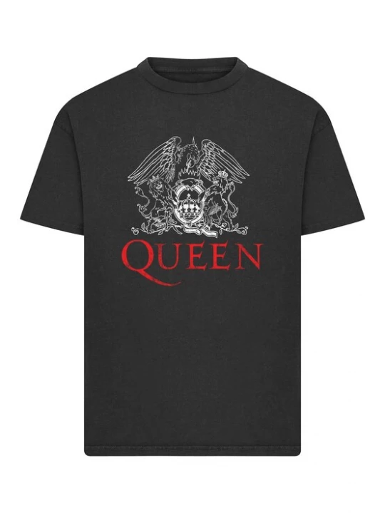 Foto van product Merchcode Shirt 'Queen Logo Vintage Washed' rood / zwart / wit
