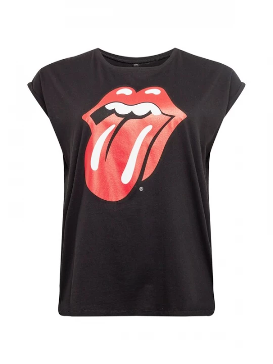 Foto van product Merchcode Shirt 'Rolling Stones Tongue' rood / zwart / wit