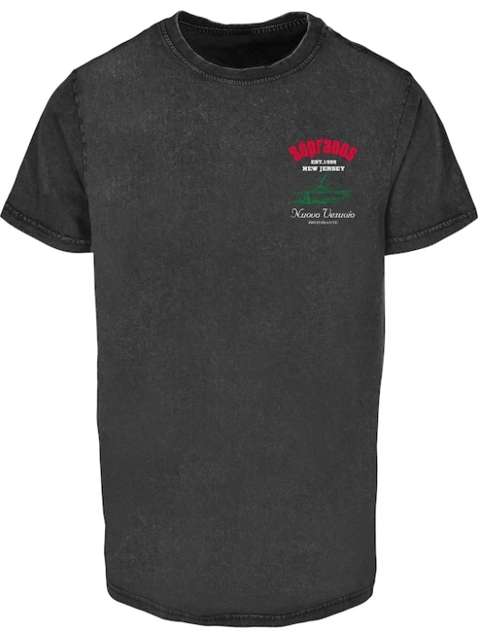 Foto van product Merchcode Shirt 'Sopranos Nuevo Vesuvio' groen / rood / zwart / wit
