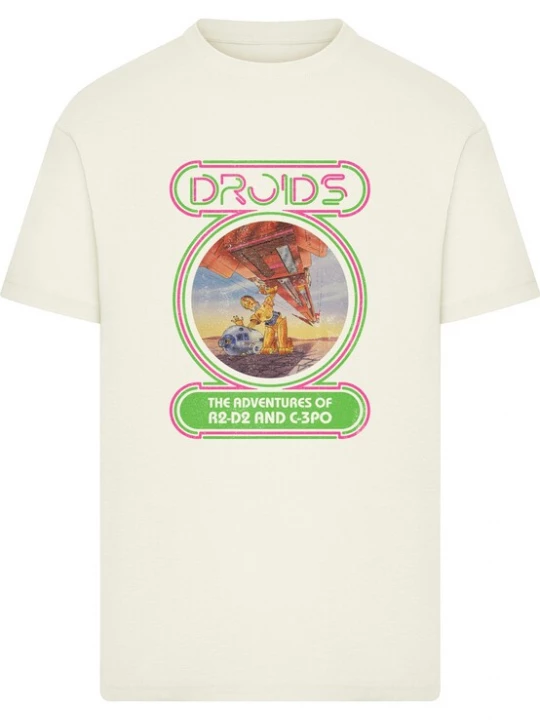 Foto van product Merchcode Shirt 'Star Wars Droids' sand / donkerbruin / grasgroen