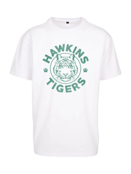 Foto van product Merchcode Shirt 'Stranger Things Hawkins Tigers' groen / wit