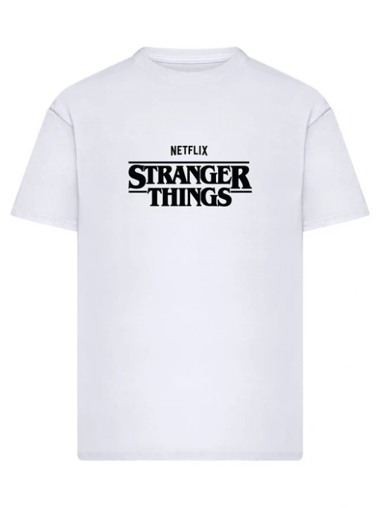 Foto van product Merchcode Shirt 'Stranger Things Rewatch' donkerblauw / rood / zwart / wit