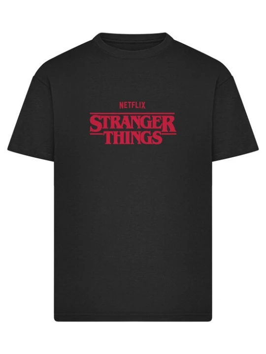 Foto van product Merchcode Shirt 'Stranger Things Rewatch' marine / lichtbruin / purper / zwart