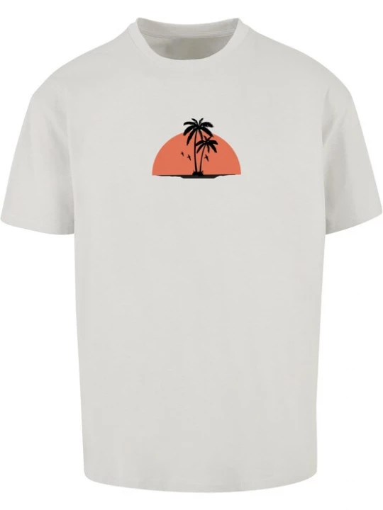 Foto van product Merchcode Shirt 'Summer - Beach' lichtgrijs / donkeroranje / zwart