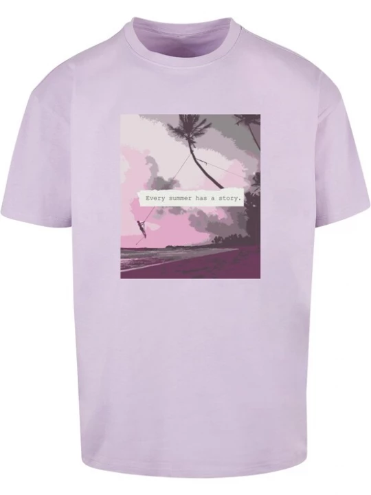 Foto van product Merchcode Shirt 'Summer - Every Summer Has A Story' grijs / braam / lichtlila / pitaja roze