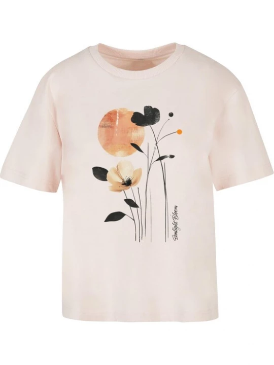Foto van product Merchcode Shirt 'Sunlight Bloom' oranje / lichtoranje / pastelroze / zwart
