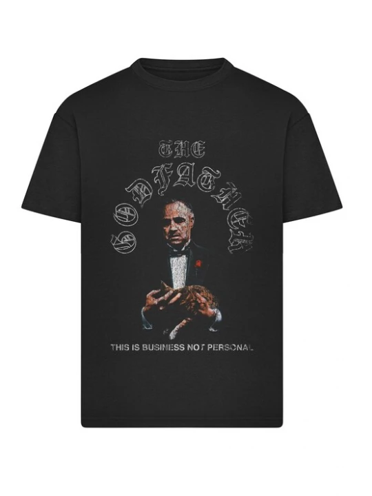 Foto van product Merchcode Shirt 'The Godfather not Personal' ecru / oranje / zwart / wit