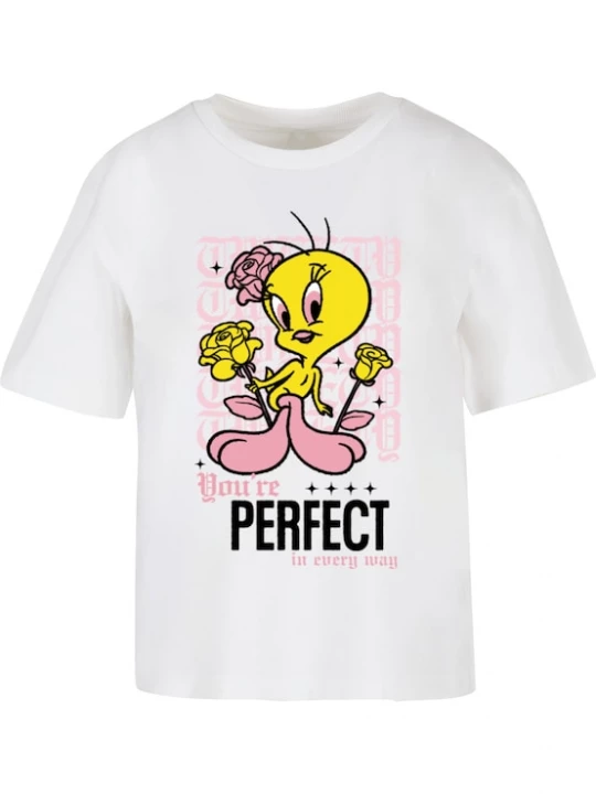 Foto van product Merchcode Shirt 'Tweety' geel / rosa / zwart / wit