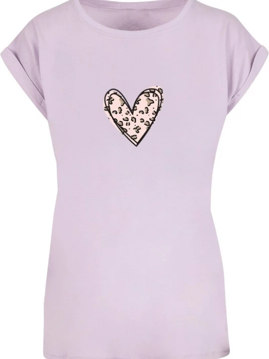 Foto van product Merchcode Shirt 'Valentines Day - Leopard Heart' grijs / lavendel / rosa