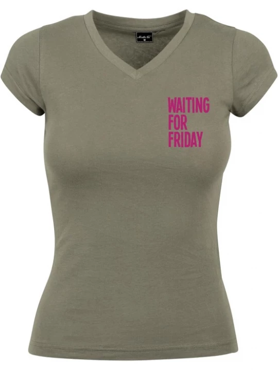 Foto van product Merchcode Shirt 'Waiting For Friday' kaki / donkerroze