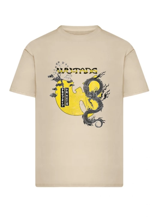Foto van product Merchcode Shirt 'Wu Tang Dragon' sand / geel / zwart / wit