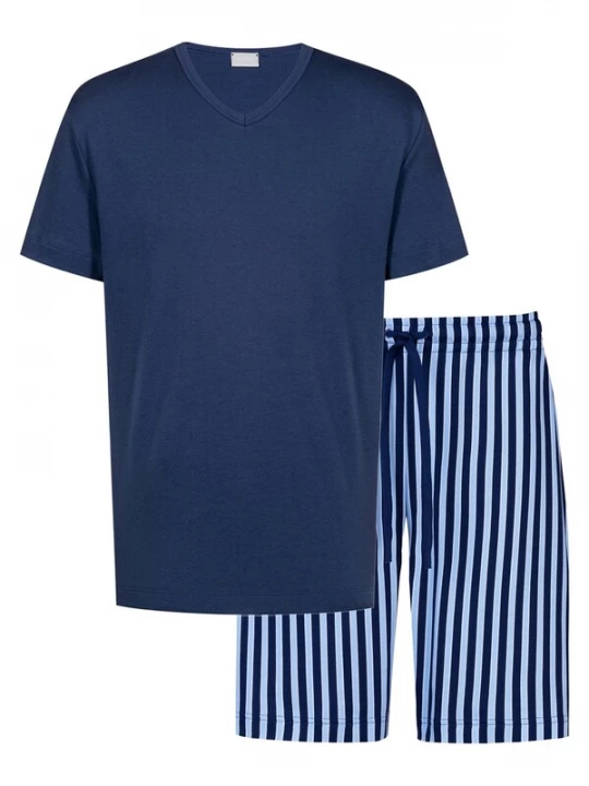 Foto van product Mey Pyjama kort 'Graphic Stripes' blauw