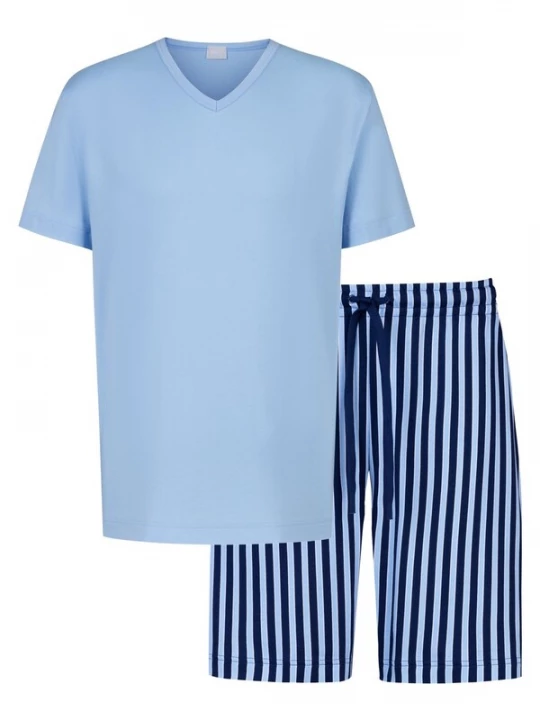 Foto van product Mey Pyjama kort 'Graphic Stripes' lichtblauw