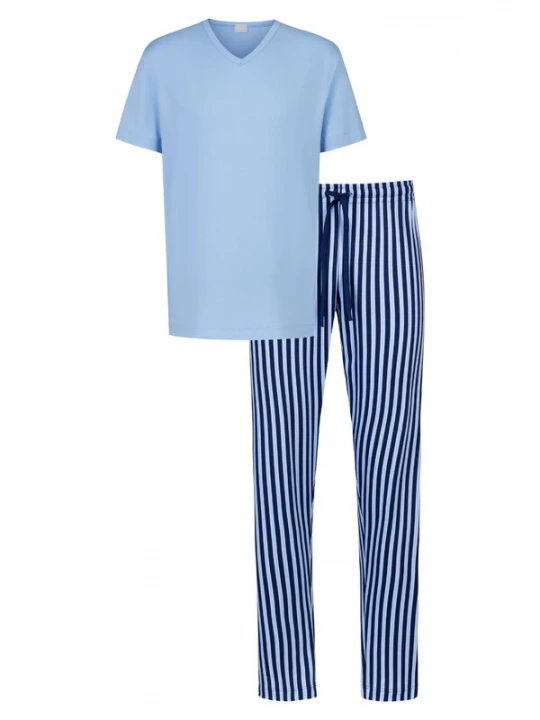 Foto van product Mey Pyjama kort 'Graphic Stripes' lichtblauw