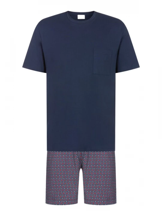 Foto van product Mey Pyjama kort 'Red Tile' donkerblauw / rood / wit
