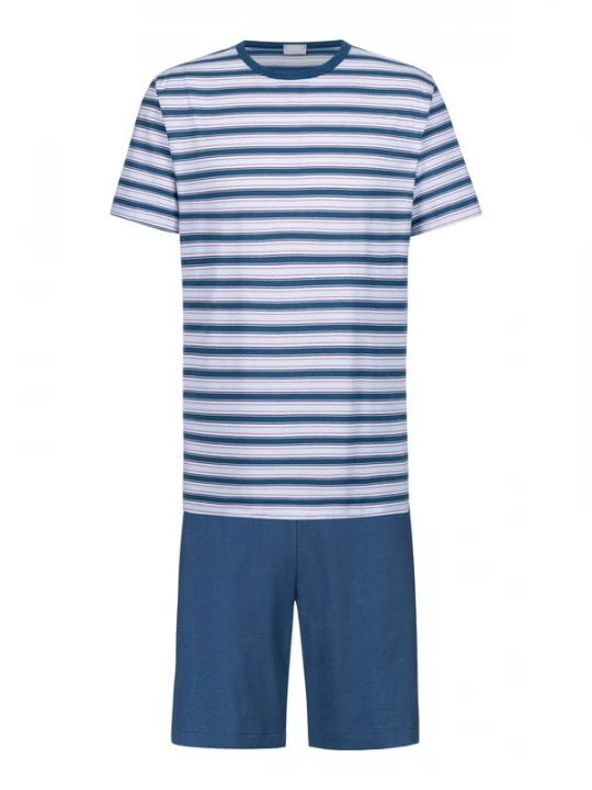 Foto van product Mey Pyjama kort 'Sky Stripes' lichtblauw / donkerblauw / pink