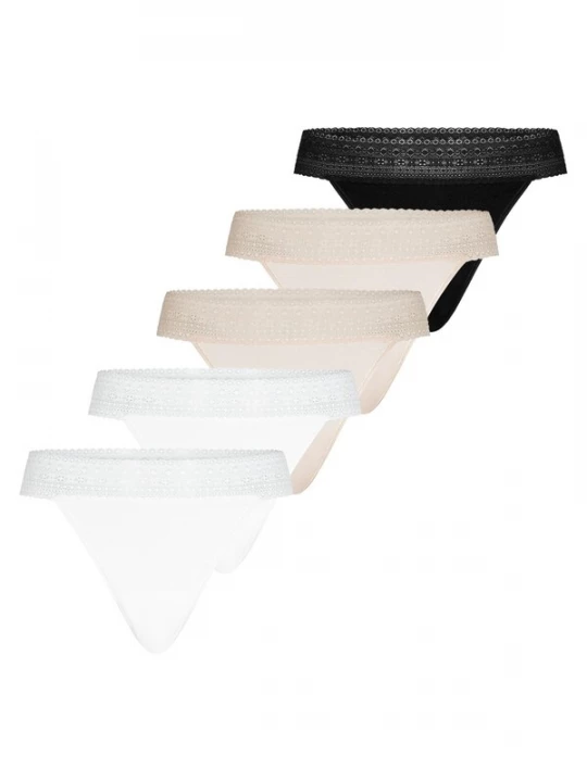 Foto van product Mey String 'Modal Lace' beige / zwart / wit