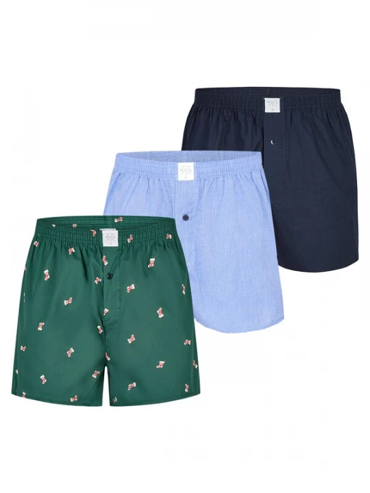 Foto van product MG-1 Boxershorts 'Christmas' navy / lichtblauw / groen